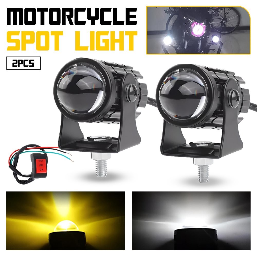 2x Motorcycle ATV UTV LED Spotlight Headlight Fog Light Off-Road Yellow White EH