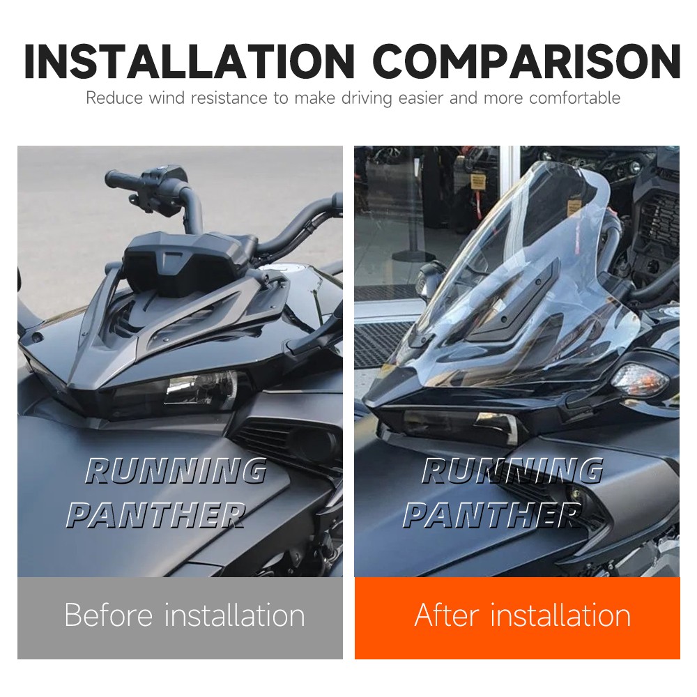For CAM-AM Spyder F3 F3-S Front Acrylic Windshield Windscreen Wind Deflectors