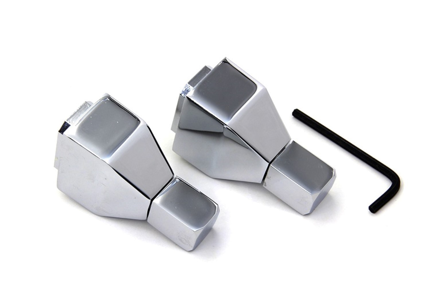 V-Twin 44-0251 Chrome Pyramid Rear Axle Adjuster Blocks Kit for Sportster 97-03