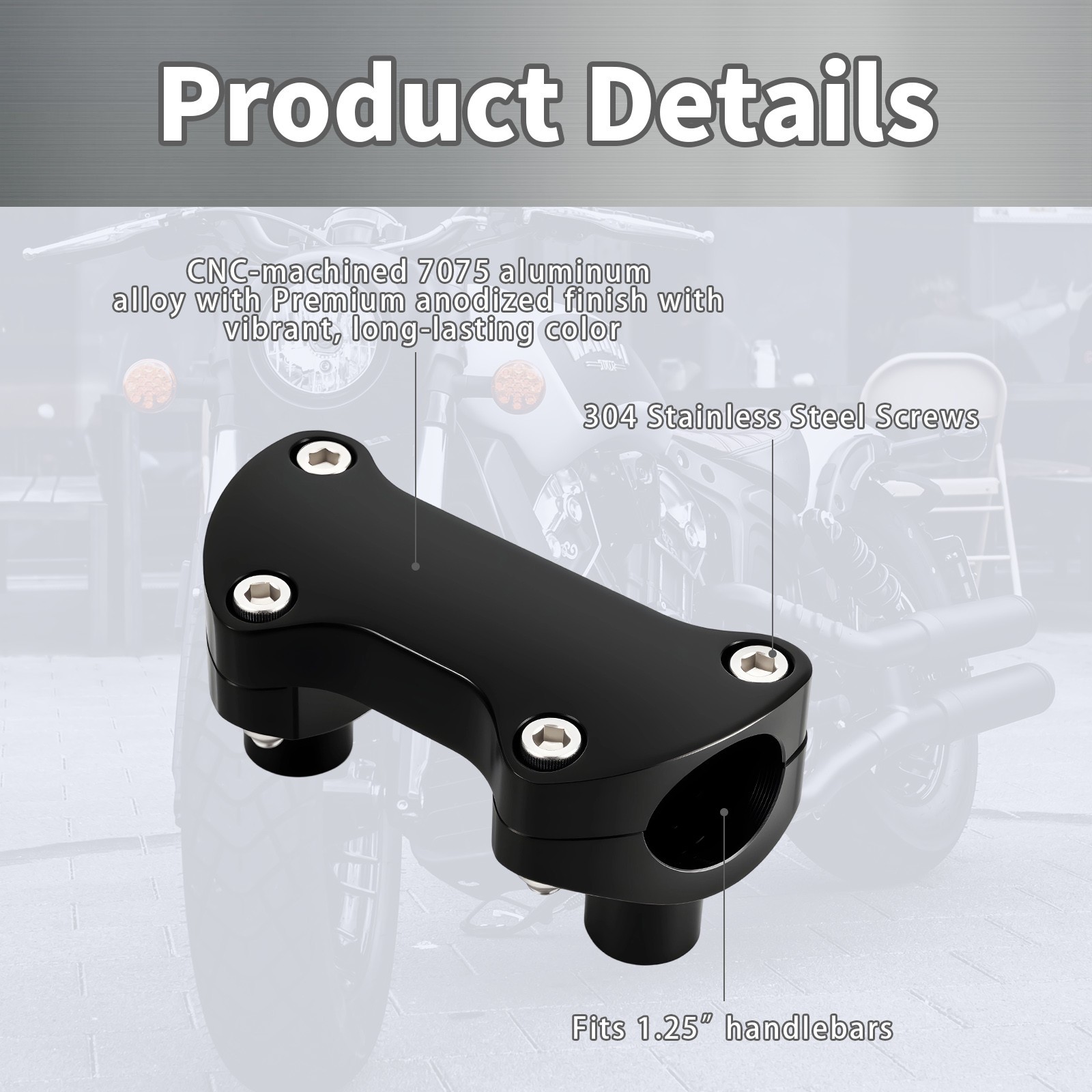 Black 2” Risers 1.25” Handlebar Clamp For Harley Softail Fat Bob Fat Boy Dyna