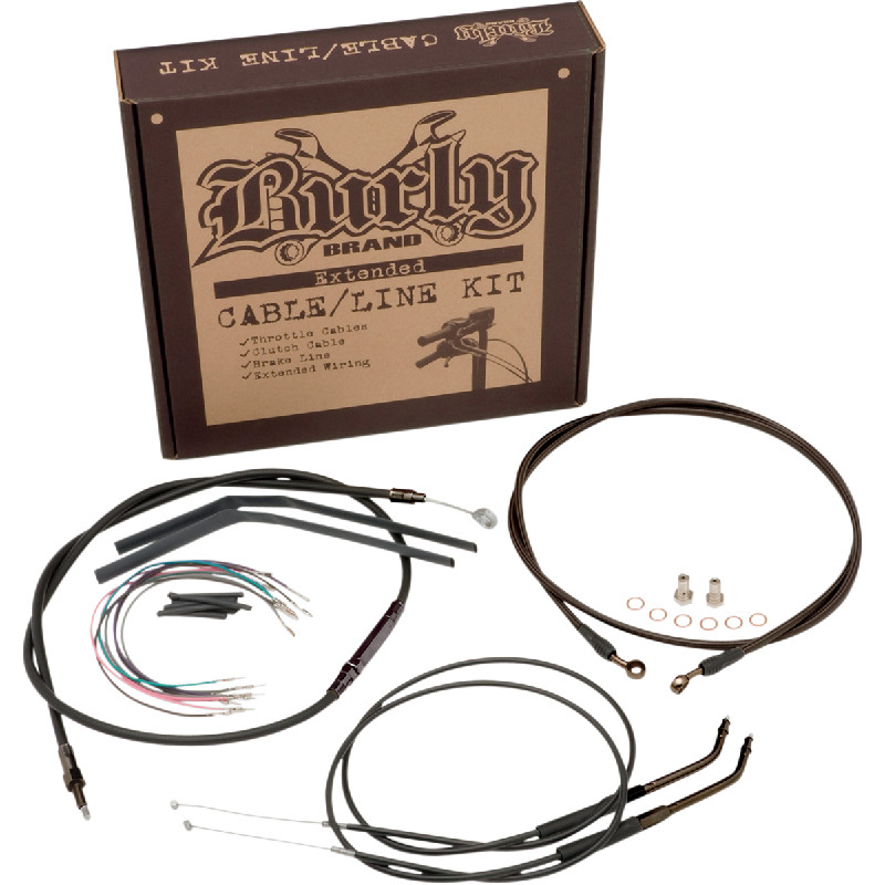 BURLY BRAND Complete Black Vinyl Handlebar Cable/Line Kit for Ape Hangers B30101