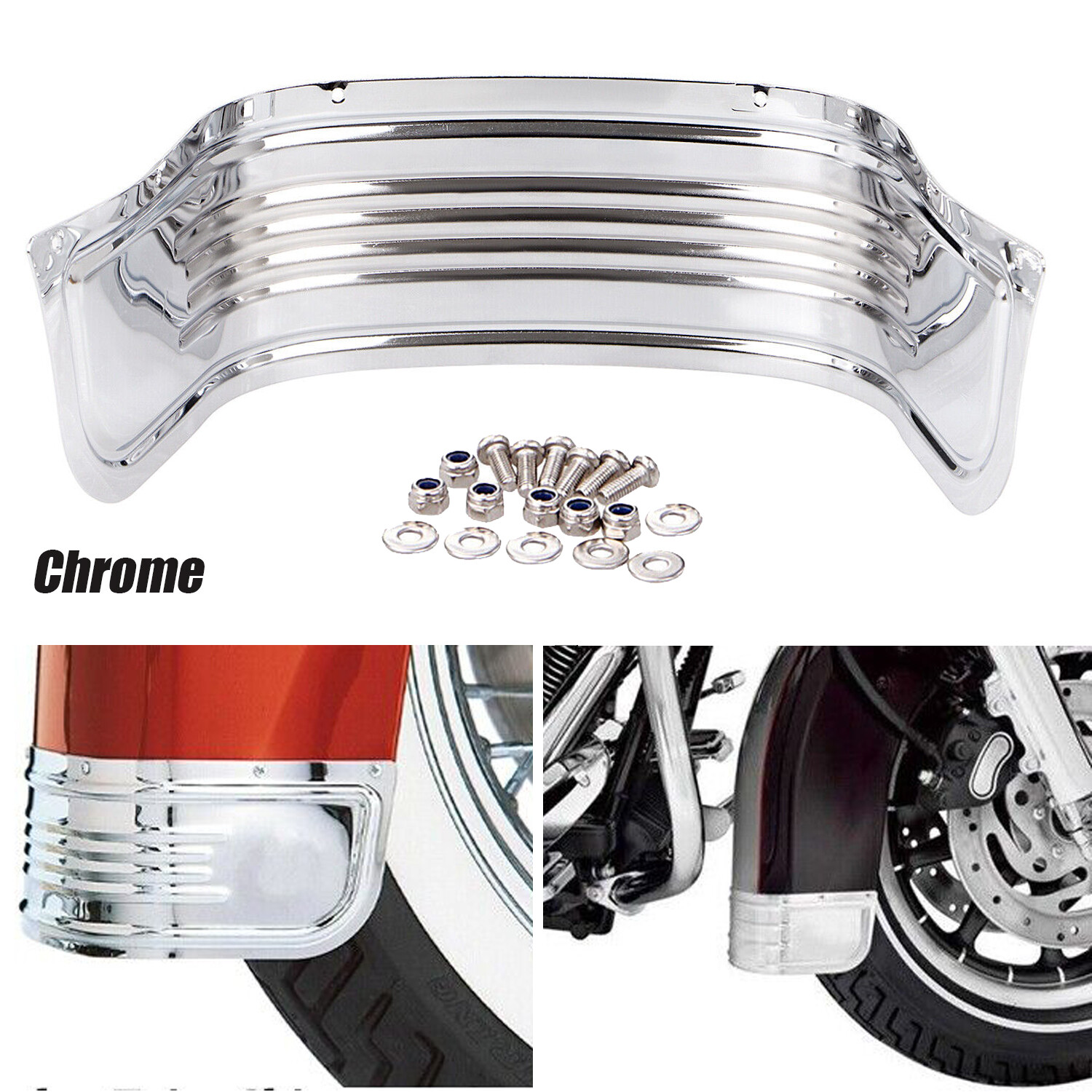 Chrome Front Fender Trim Skirt Fit For Harley Heritage Softail FLSTC FLSTN FLST