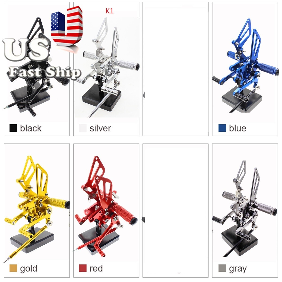 For CBR1000RR CBR600RR MSX125 Ninja ZX6R ZX636 Rearsets Footpegs Footrest Pedals