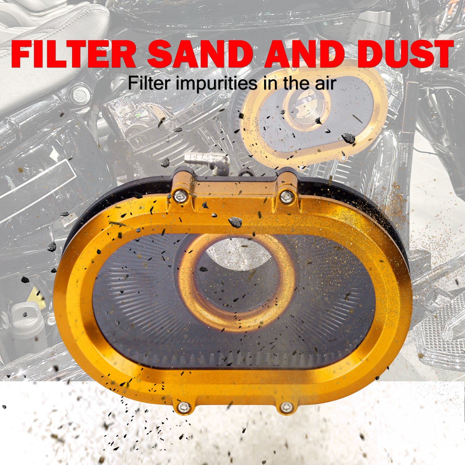 Air Cleaner Filter Oval Gold For Harley Touring CVO Road Street Glide 2023-2025