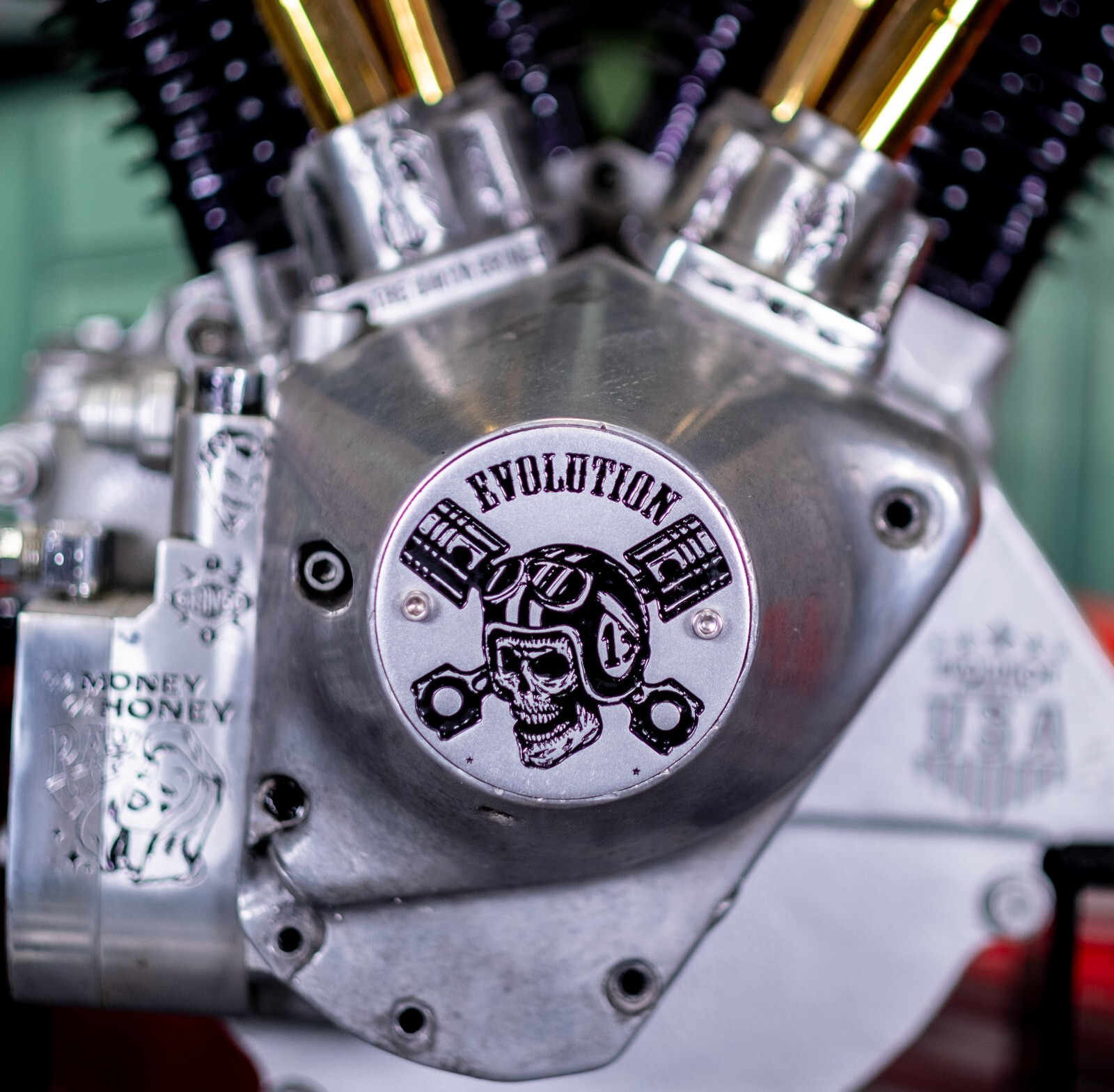 Polished Aluminum Skull Evo Evolution Points Timing Cover for Harley Davidson