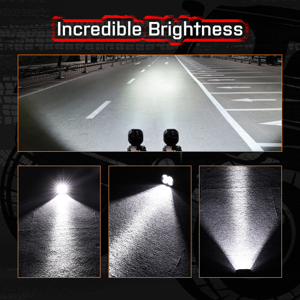 2x 80W LED Spot Light Auxiliary Headlight Driving Fog Lamp Motorcycle Wiring Kit