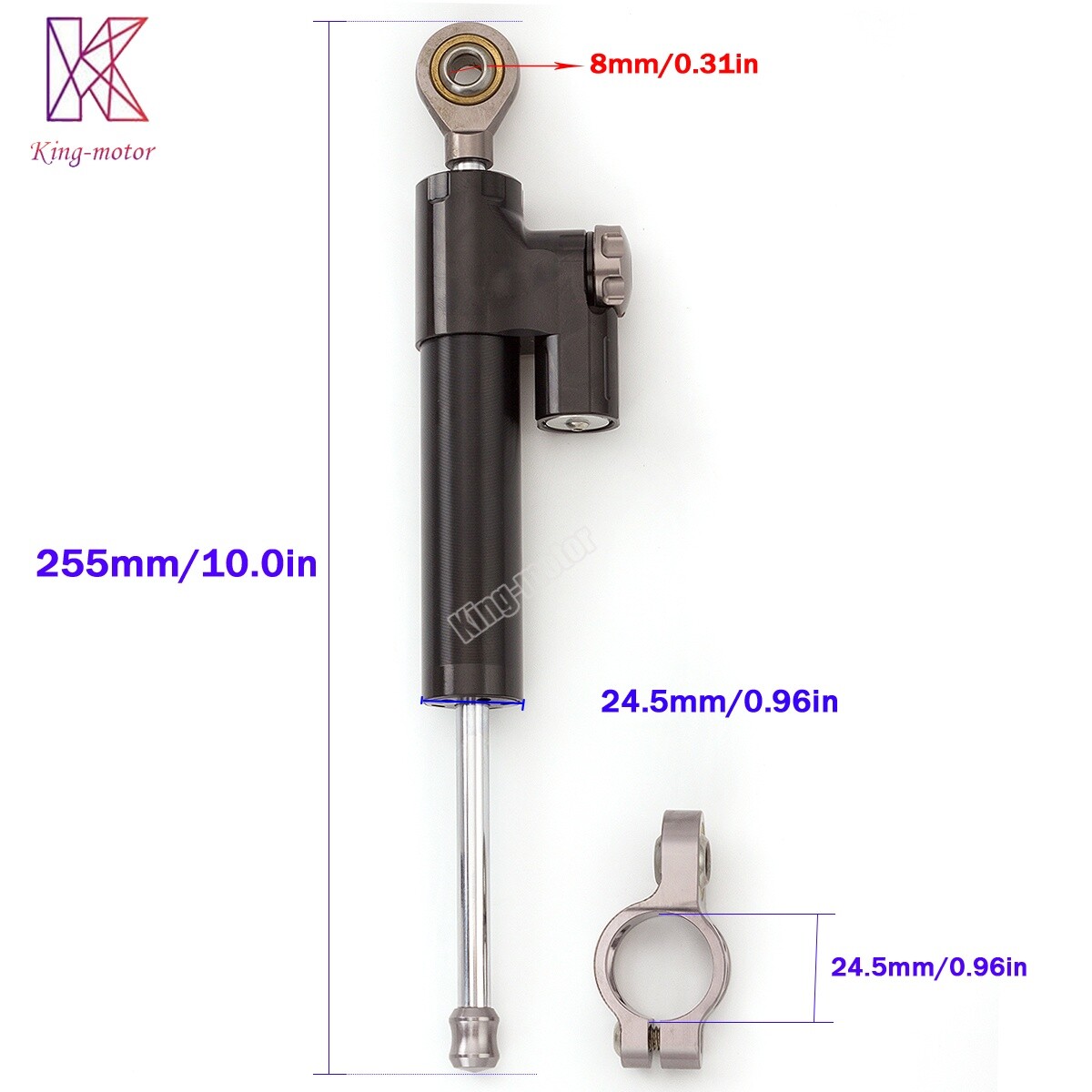 Motorcycle Universal CNC Adjustable Steering Damper Stabilizer Safety Black&Gray
