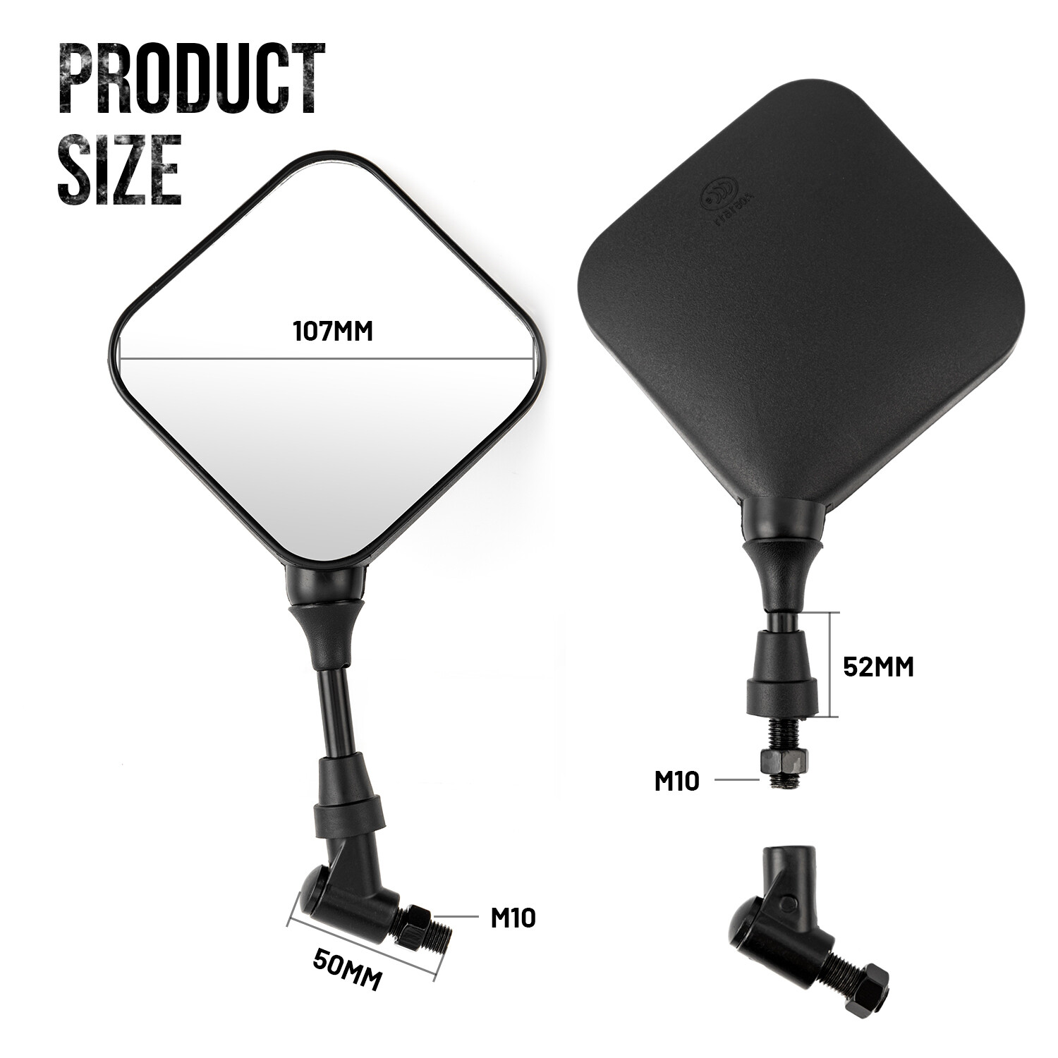Black Dual Sport Motorcycle Side Mirrors For Suzuki DR650 1992 1993 1994-2020