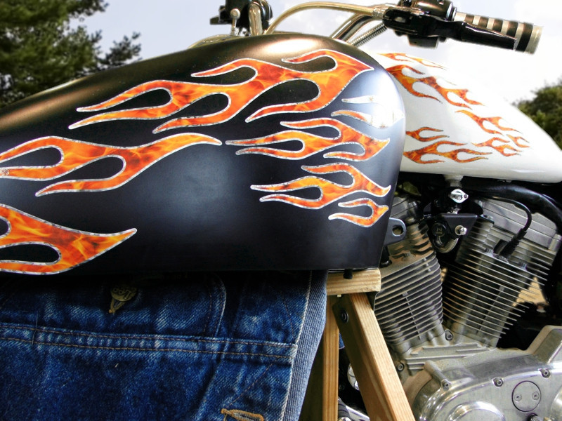 Flame decals – True Fire & Silver Foil for Harley, Yamaha, Indian and Victory!