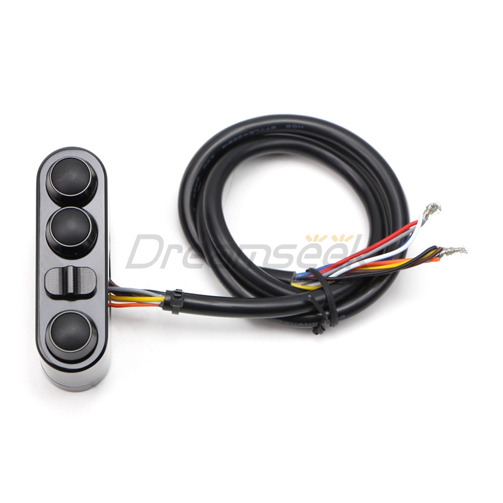 1” Universal Handlebar Switch Button Control Turn Signal Horn for Harley Black