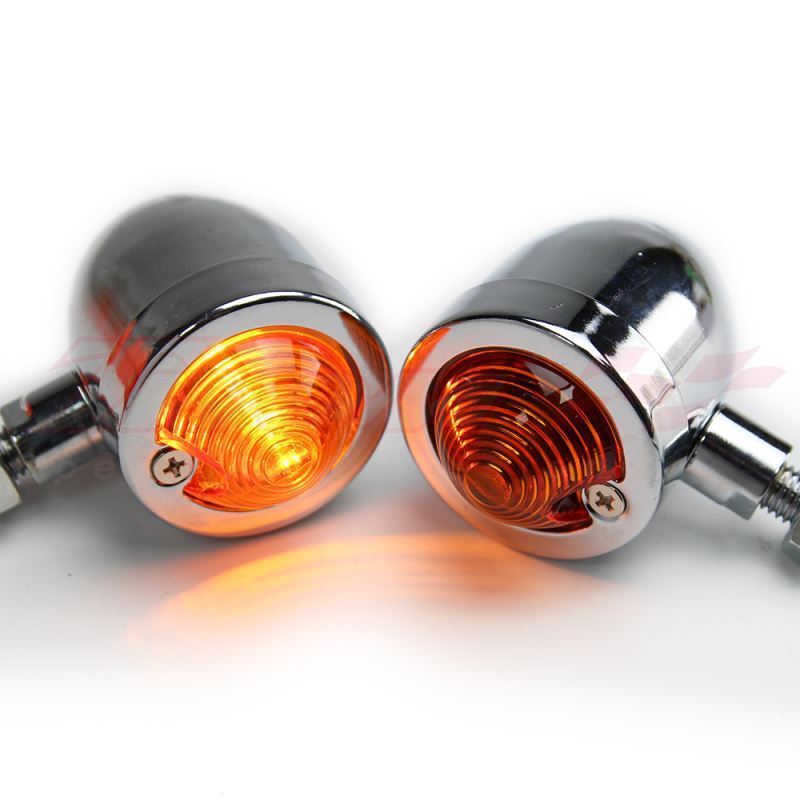 4x Universal Motorcycle Chrome Bullet Blinker Turn Signal Indicator Amber Lights