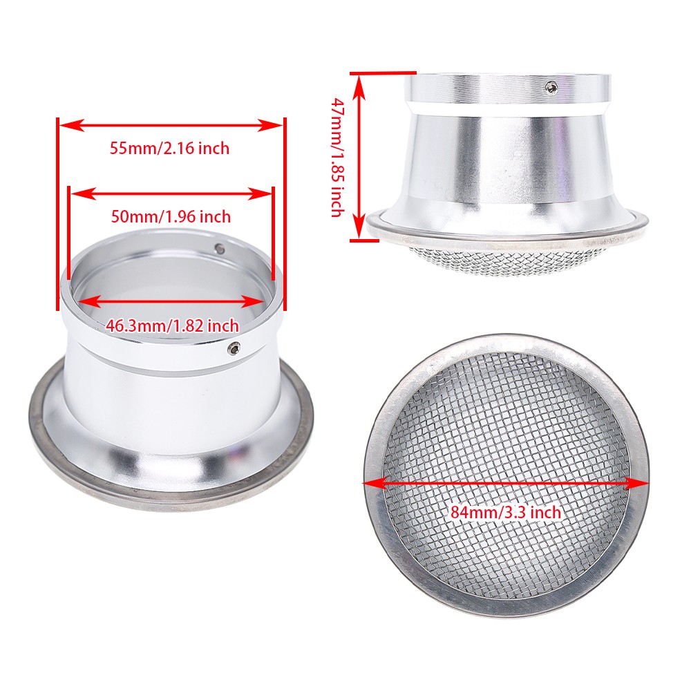 50mm Silver Velocity Stack with Mesh for PWK21-30 Carburetor Air Filter Cup Carb