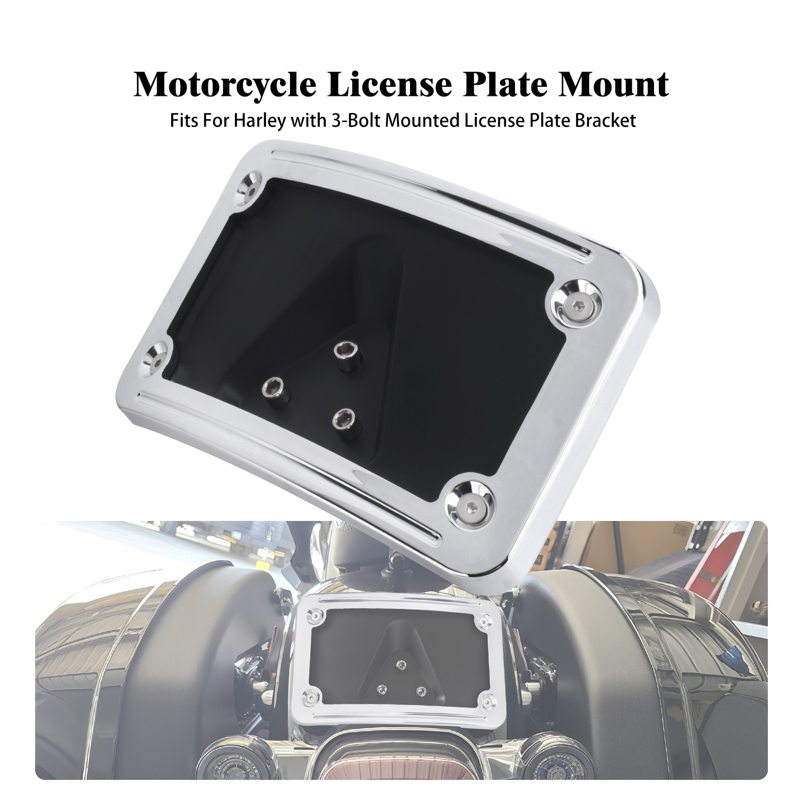 Chrome Curved Laydown License Plate Mount Bracket For Harley Sportster Softail