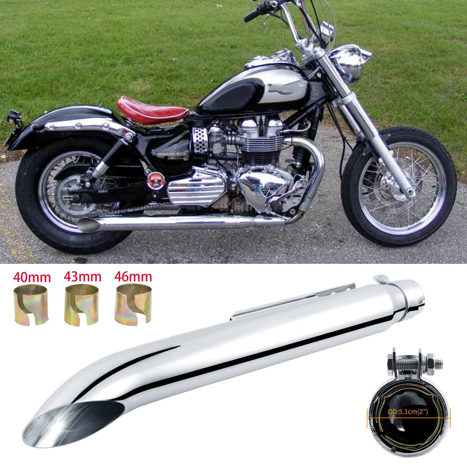 Motorcycle Slip-On Exhaust Pipe Muffler For Triumph Bonneville America Bobber