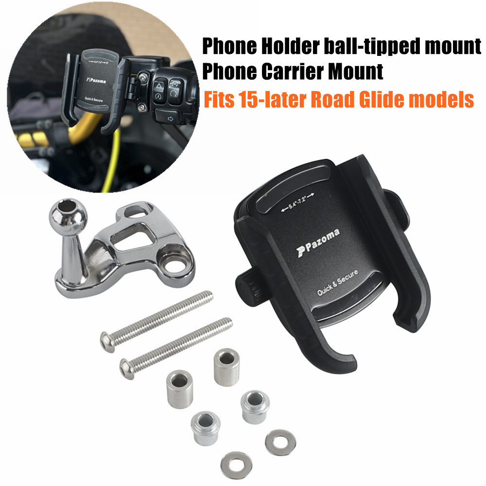 Phone Carrier Mount W/ Ball-tipped Bracket Kit For Harley Road Glide FLTRX 15-up