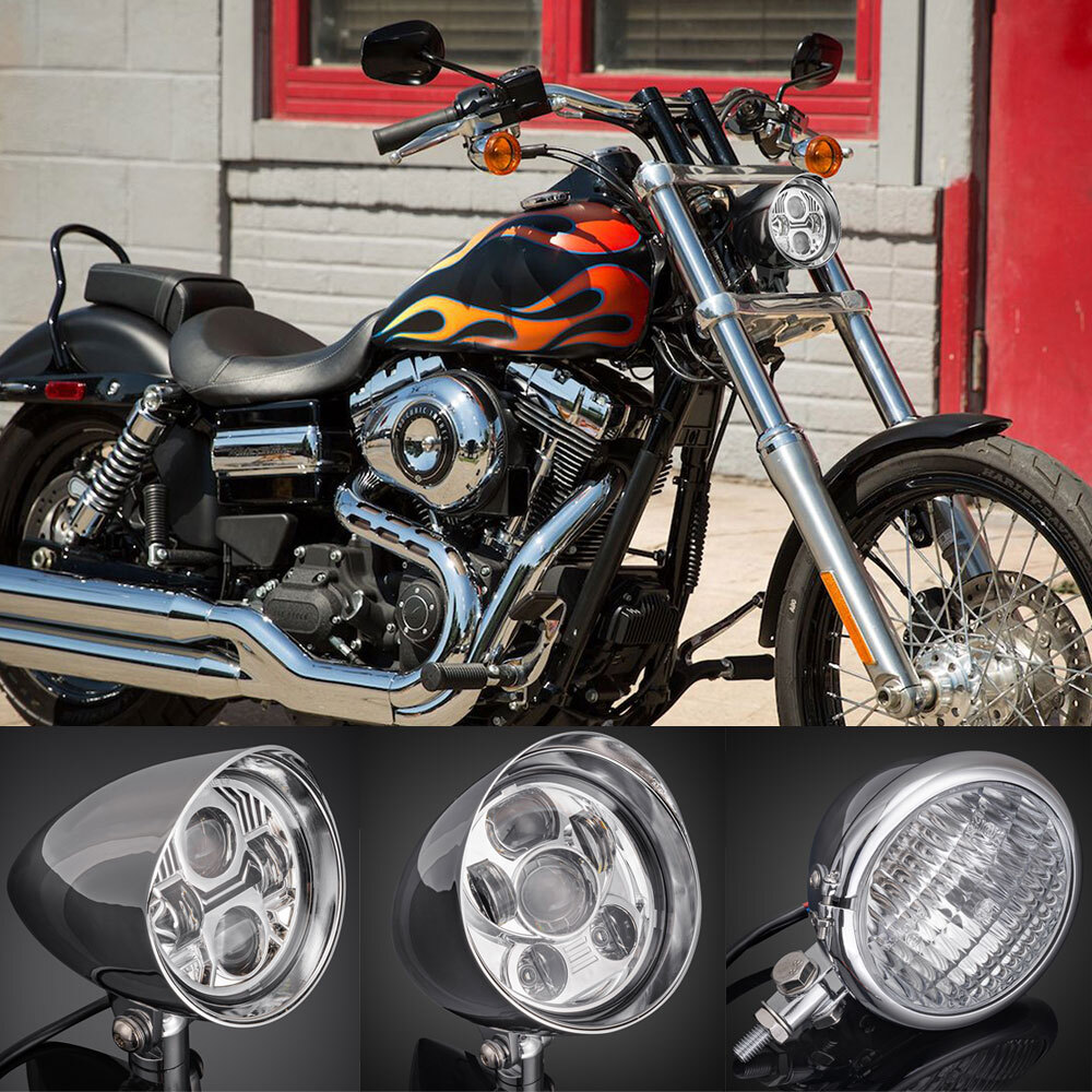 Chrome / Black Headlight Lamp Assembly fit for Sportster XL1200 Dyna Big Twins