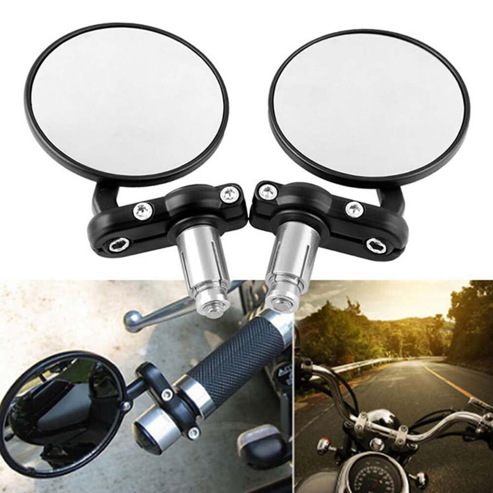 7/8″ 22mm Motorcycle Rear View Black Handle Bar End Side Rearview Mirrors L&R