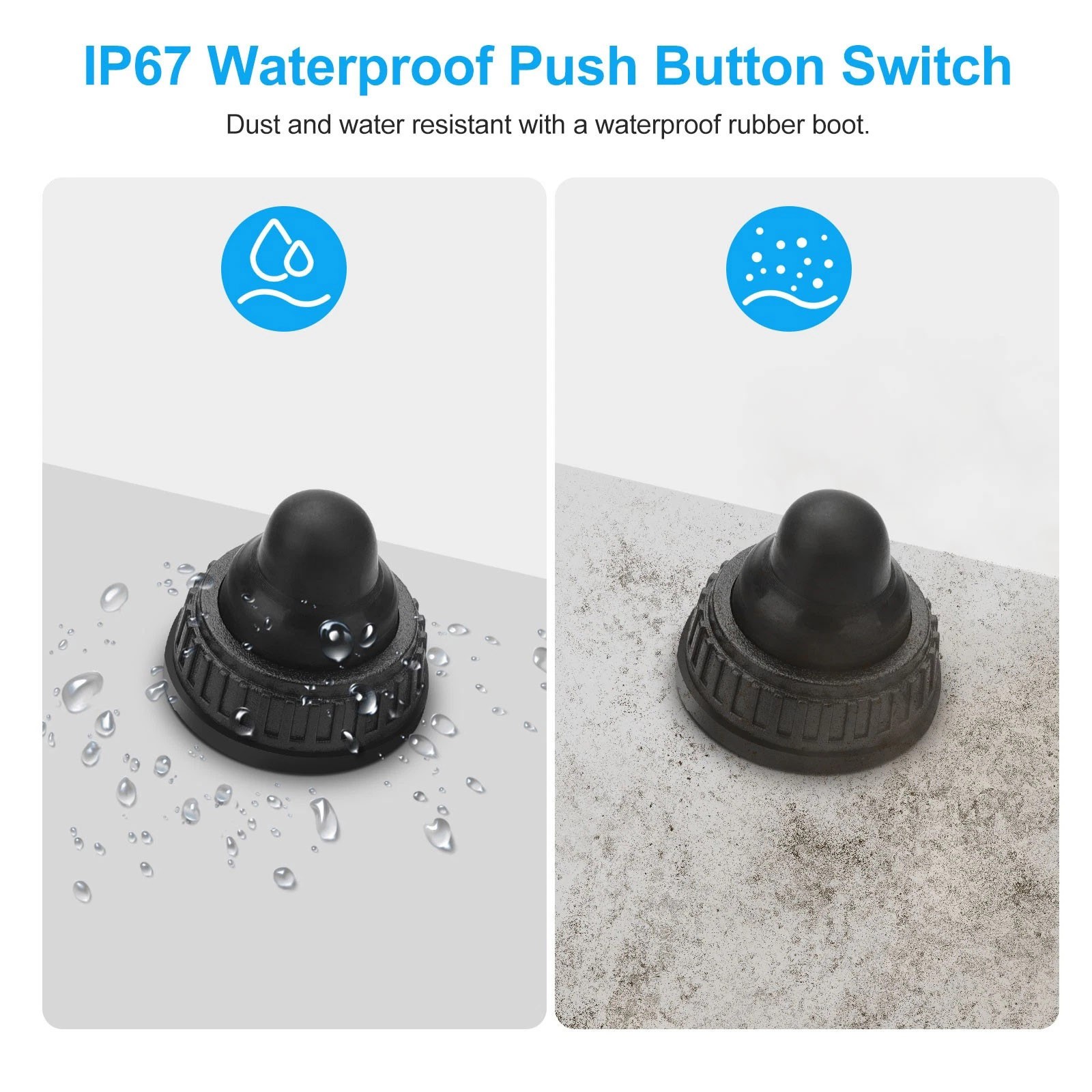 10x SPST Push Button Switch IP67 Waterproof 4.5″ Cord for Car Outdoor Equipment
