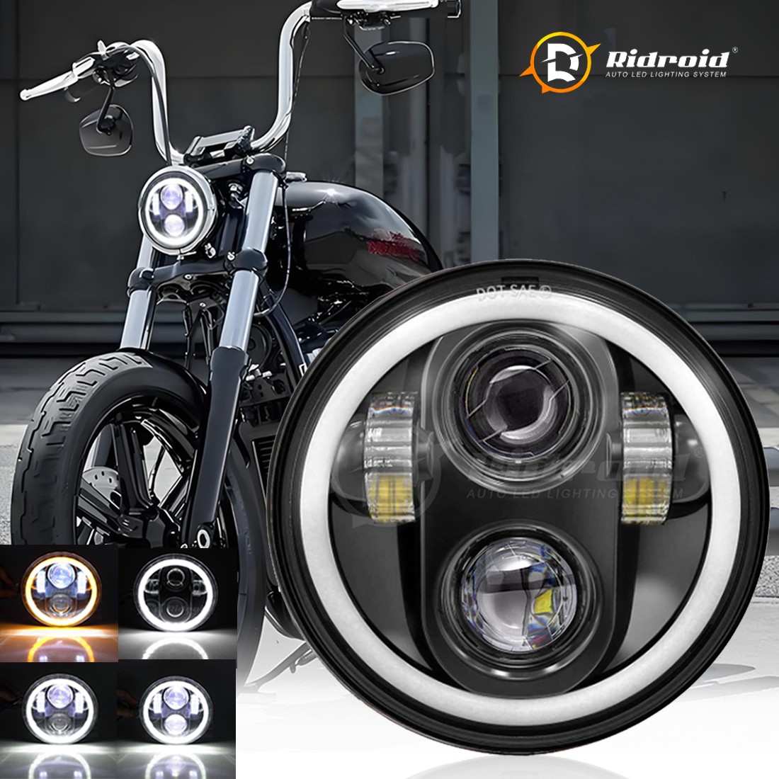 DOT 5-3/4″ 5.75″ 80W LED Headlight for Harley Sportster Dyna Softail Motorcycle
