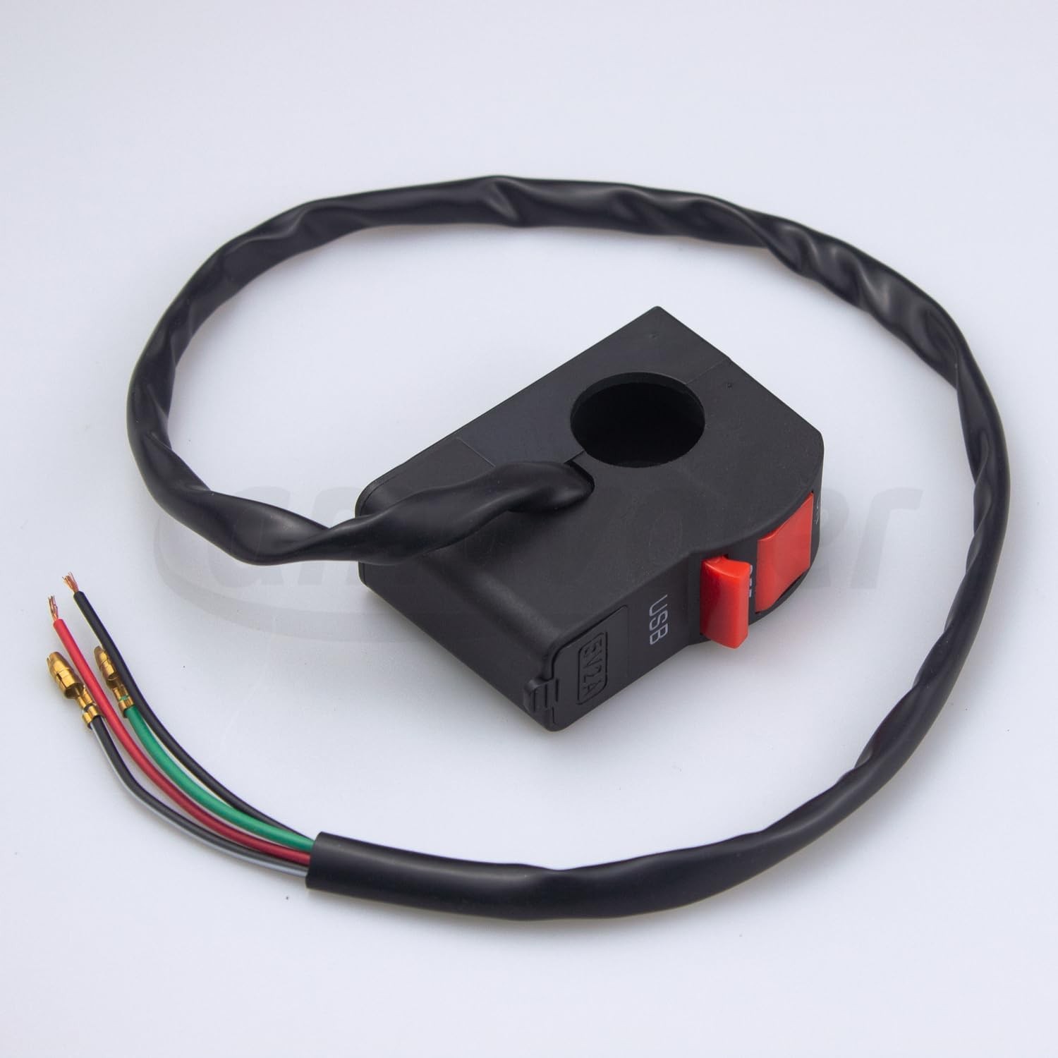 7/8 Motorcycle Handlebar On Off Push Button Switch 12V5A USB Charger Headlight