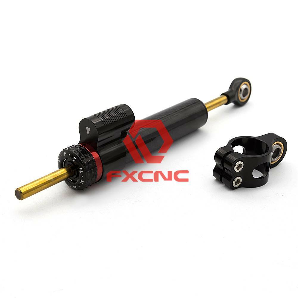 1PCS Motorcycle Carbon Black Steering Damper Stabilizer Linear Control Universal