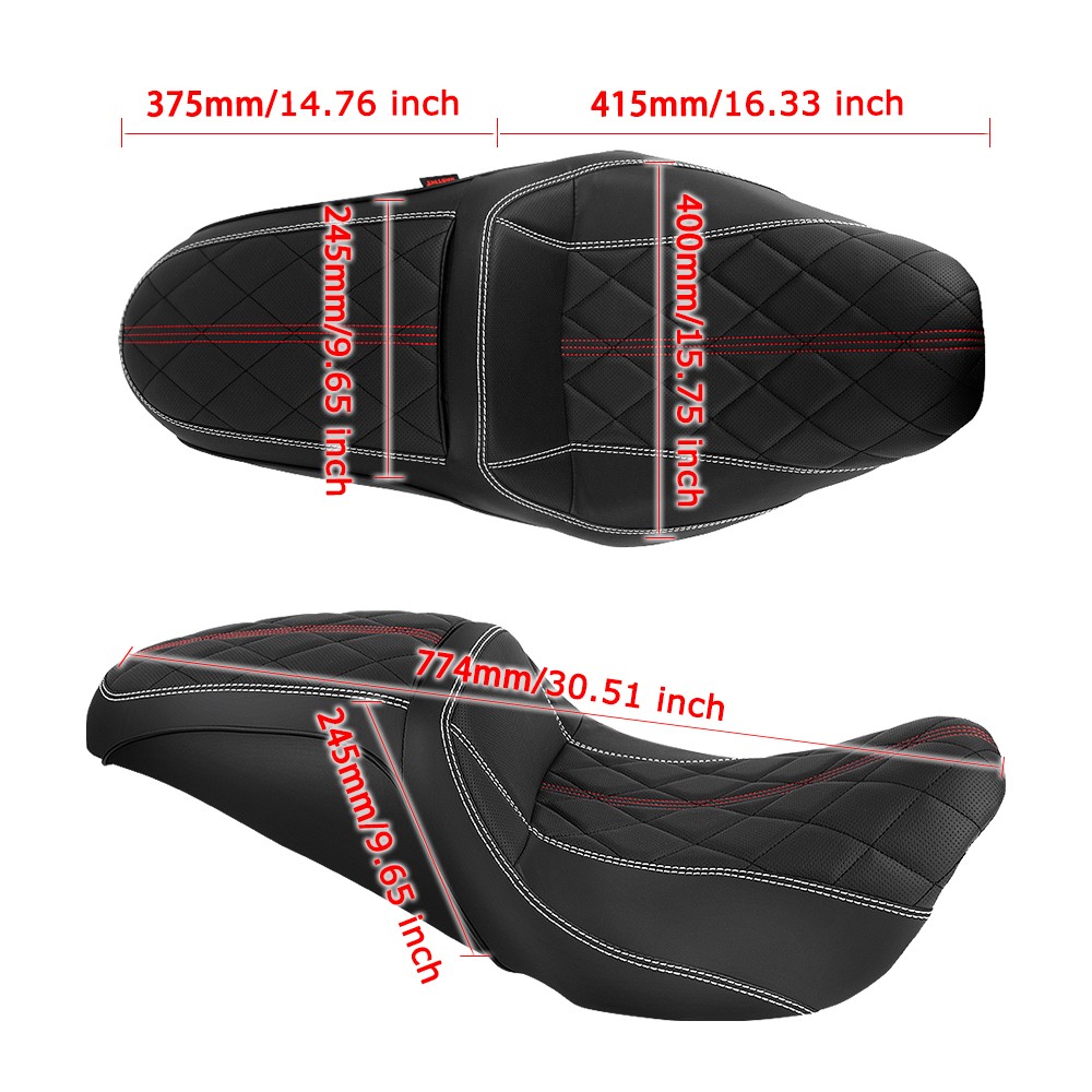 White & Red Stitching Seat For Harley Road Glide FLTR / EFI FLTRI 1997-2007