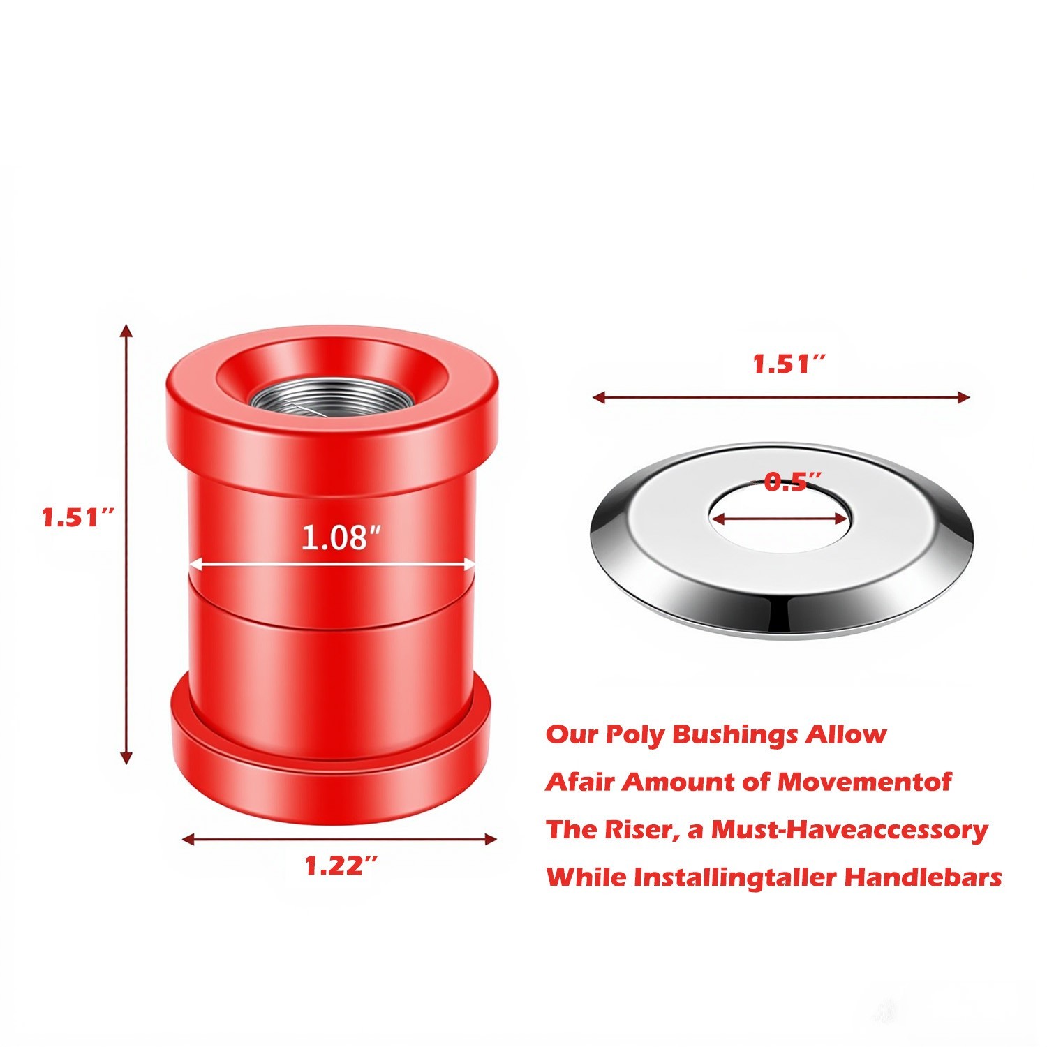 Polyurethane Handlebar Bushings For Harley Davidson Big Twin Models 1973+ Red