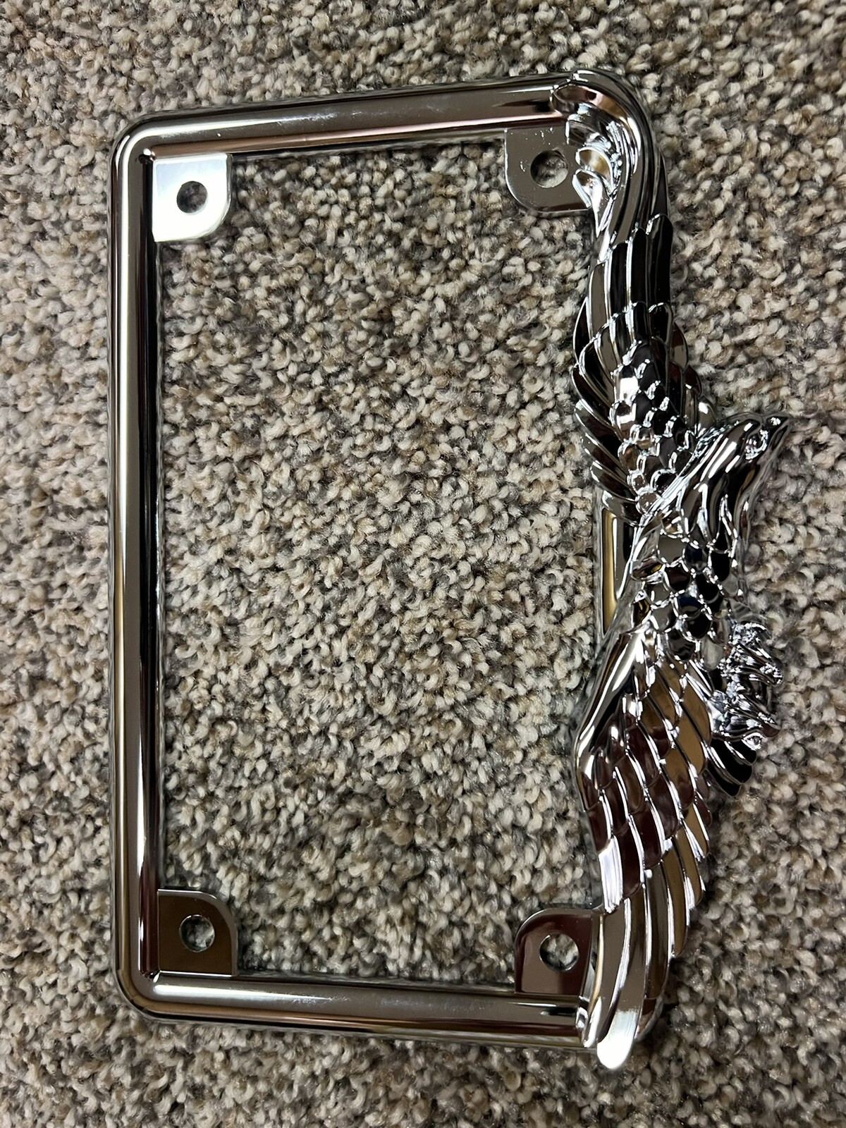 MOTORCYCLE Chrome American Eagle License Plate Tag Frame Holder