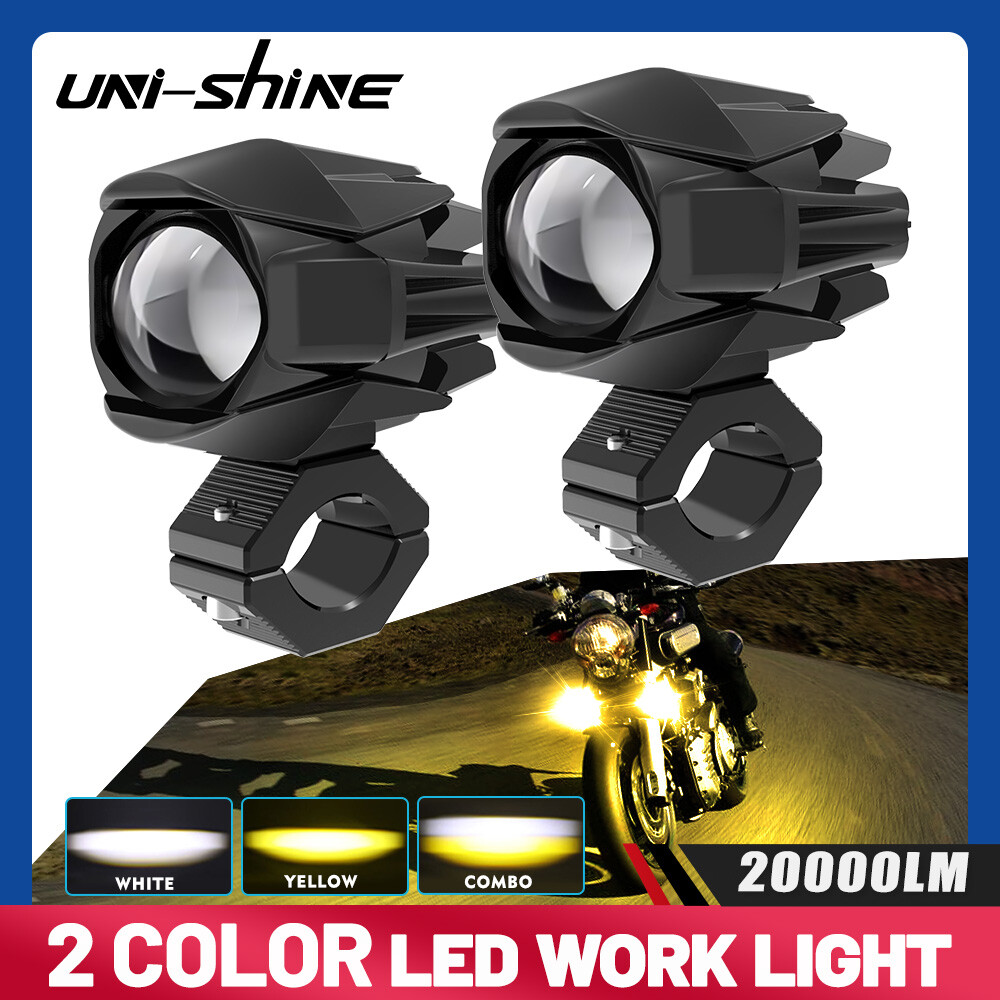 PAIR Motorcycle LED Work Light Pods Auxiliary Driving Fog Amber/White Lights 3″