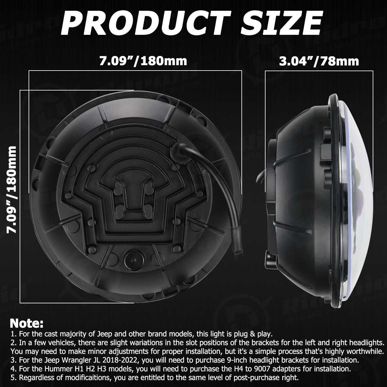 7” 7inch Round Motorcycle LED Headlight With Halo DRL Turn Signals for Harley