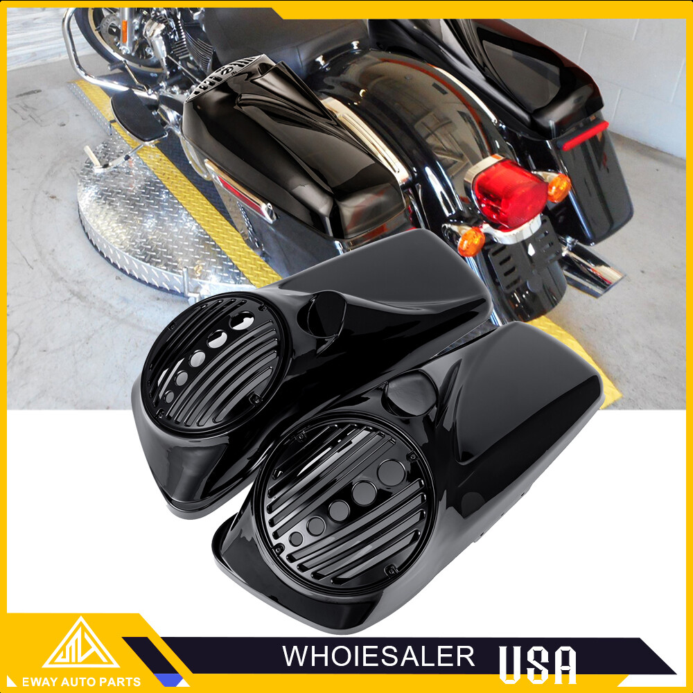 Vivid Black 8 inch Speaker Lids With Tweeter For Harley Touring 2014-2023 Models