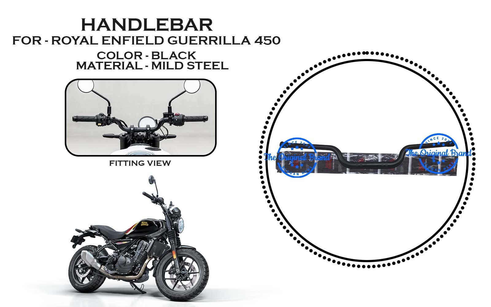 Handle Bar Mild Steel Black For “Royal Enfield Guerrilla 450”