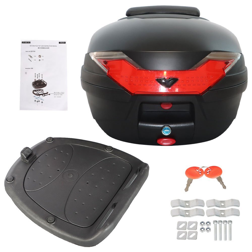 32L Universal Motorcycle Trunk Scooter Tail Box Luggage Top Lock Storage Case US