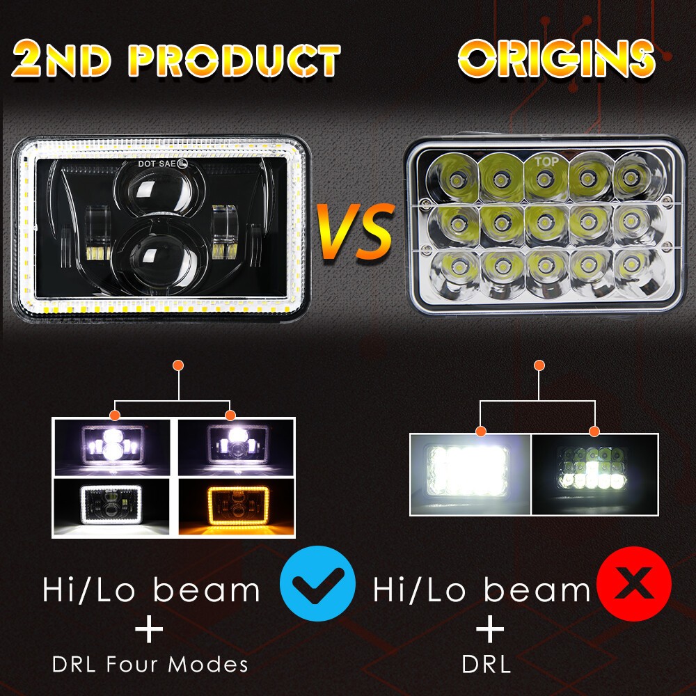 4×6″inch Square Motorcycle LED Headlight Hi/Lo for BW200 350 50 XT225 350 WR250