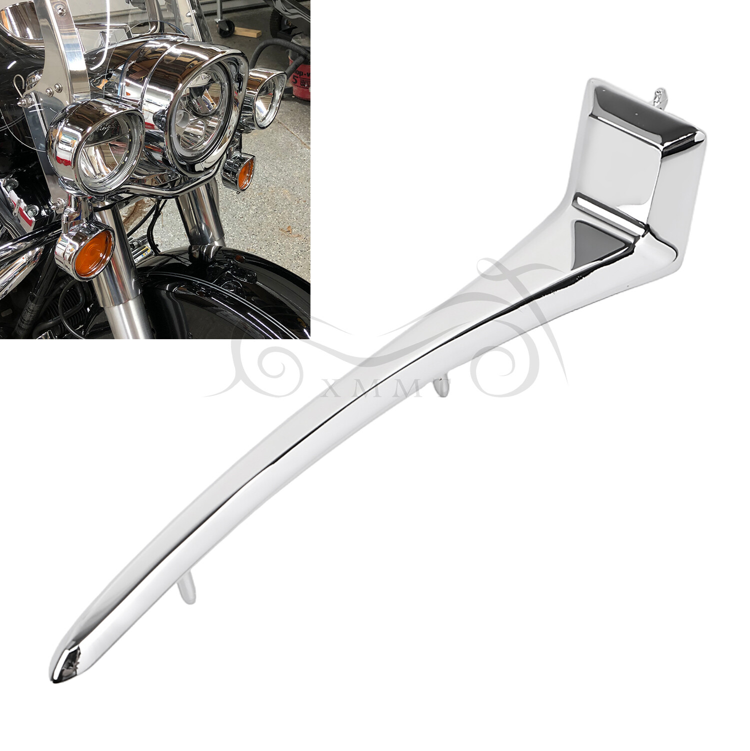 Chrome Zinc Alloy Headlight Nacelle Trim Spear For Harley Road King FLHR 94-02
