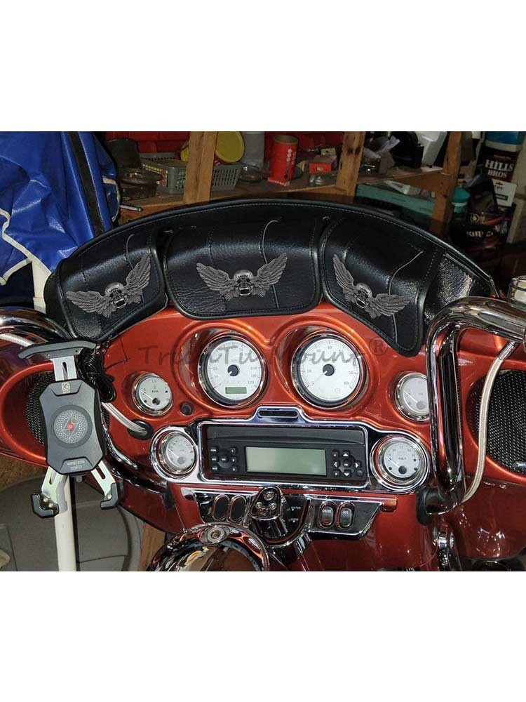 Skull Style Windshield 3 Pouch Pocket Fairing Bag Fit for Harley Electra Glide