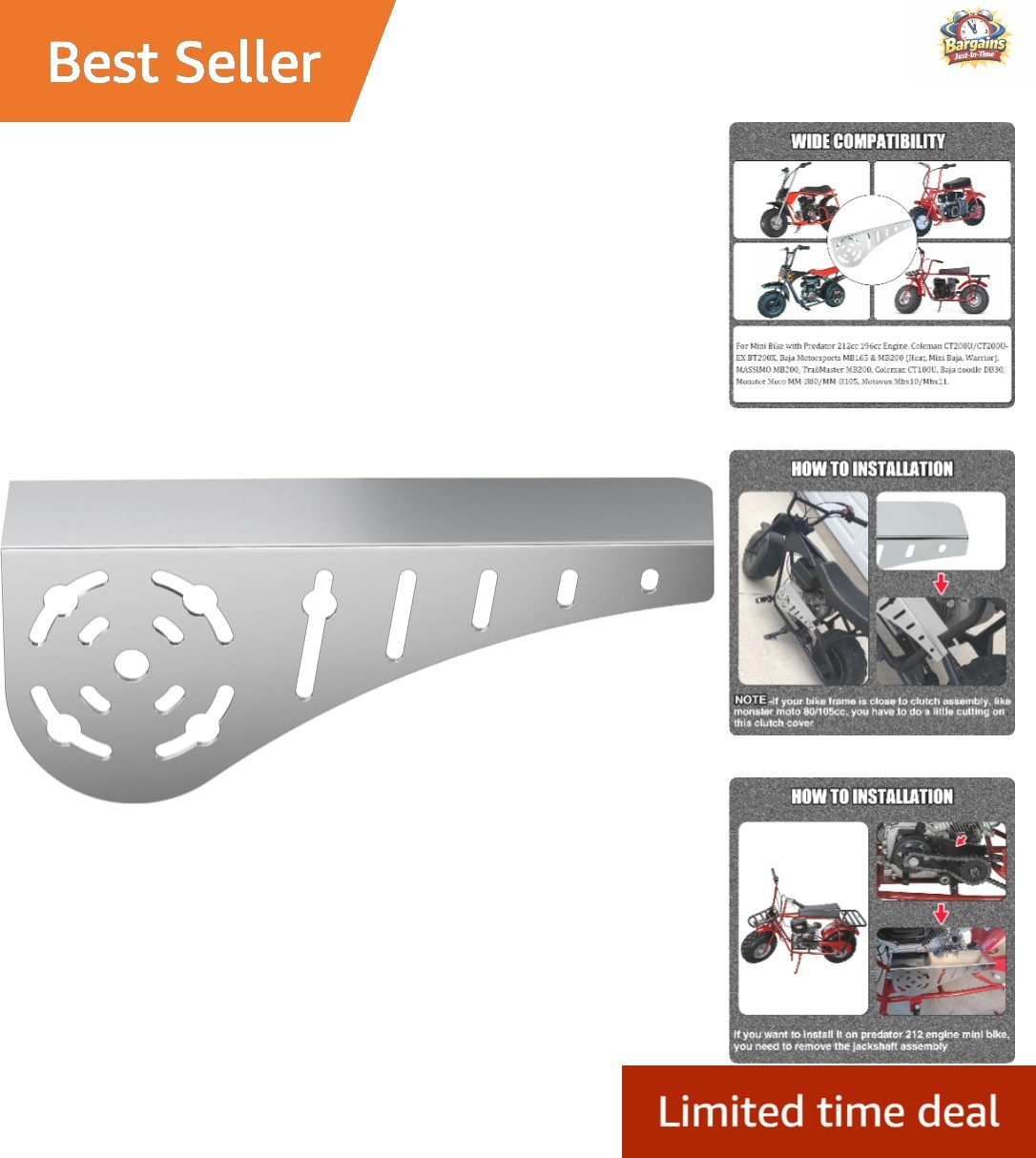 Powder-Coated Clutch Cover for Predator 212 Mini Bikes – Silver Finish