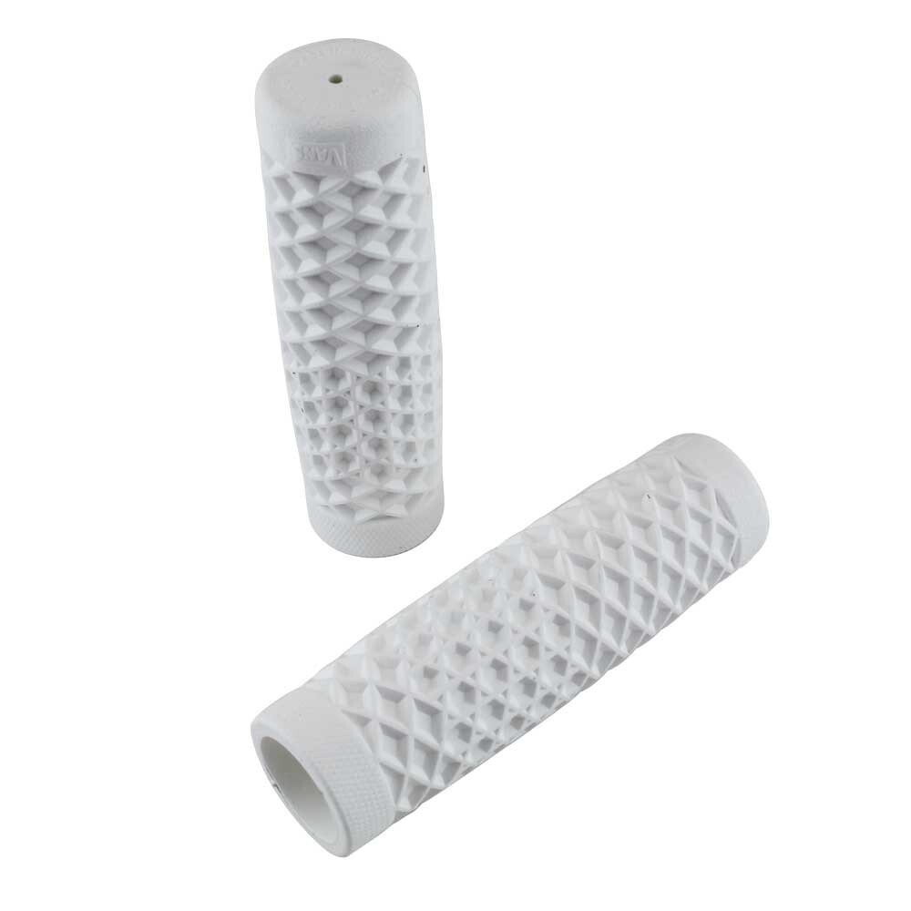 Vans White 1″ Motorcycle Grips – Waffle Sole Pattern – V-Twin/Harley MADE IN USA