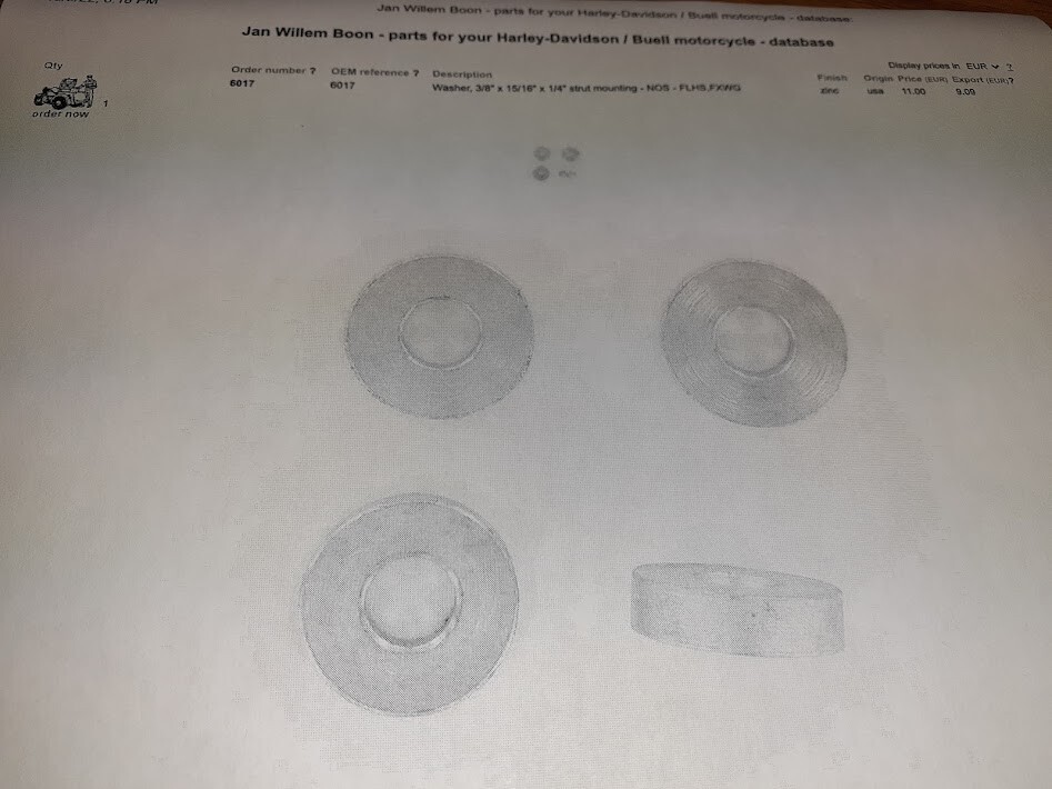 Lot of Ten 3/8 inch x 15/16 inch x 1/4 inch Strut Mounting Washers for Harley