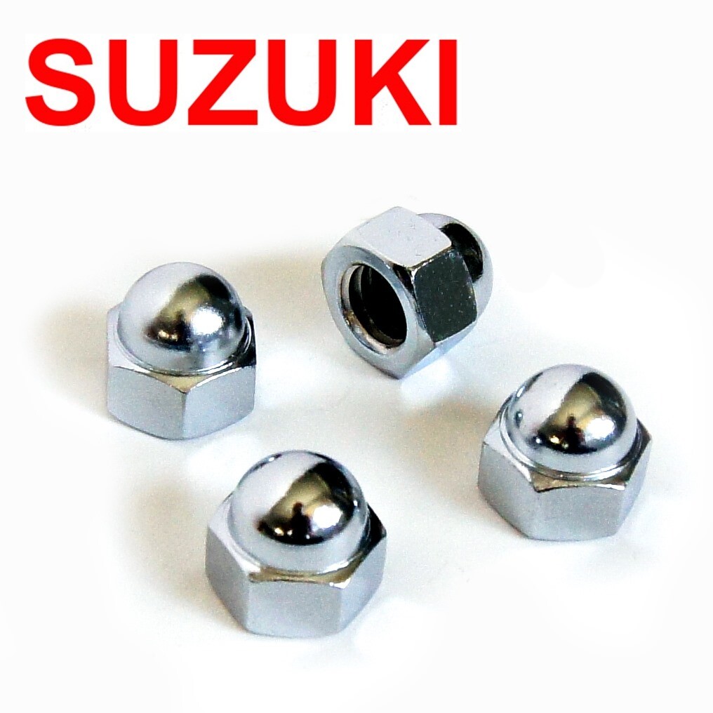 Suzuki Cap Dome Acorn Nuts Chrome size 6mm x thread pitch 1.0 / wrench size 10mm
