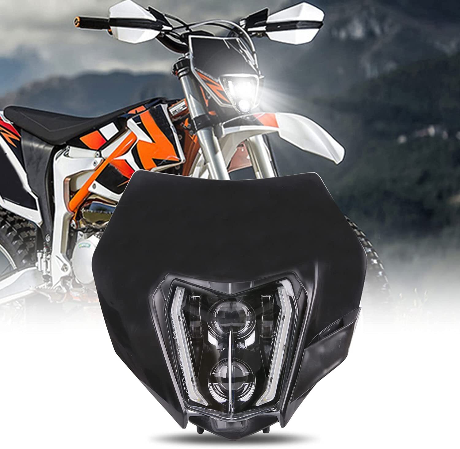 LED Headlight High Low Beam with Black Fairing For KTM 250 350 450 501 SMC R 690