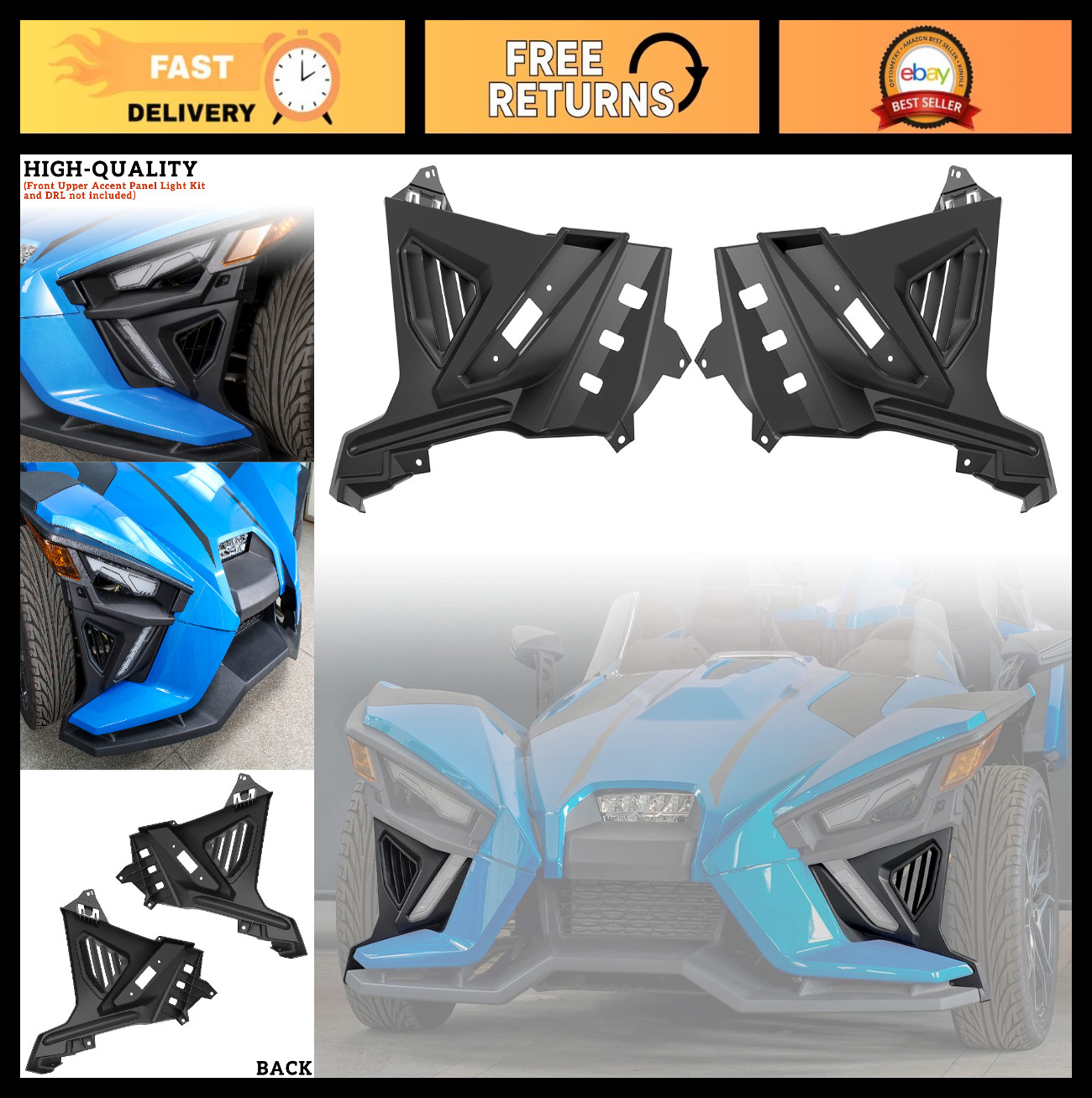 Front Lower Accent Panel Kit for Slingshot 2020-2023, Custom Fit, Durable Pair