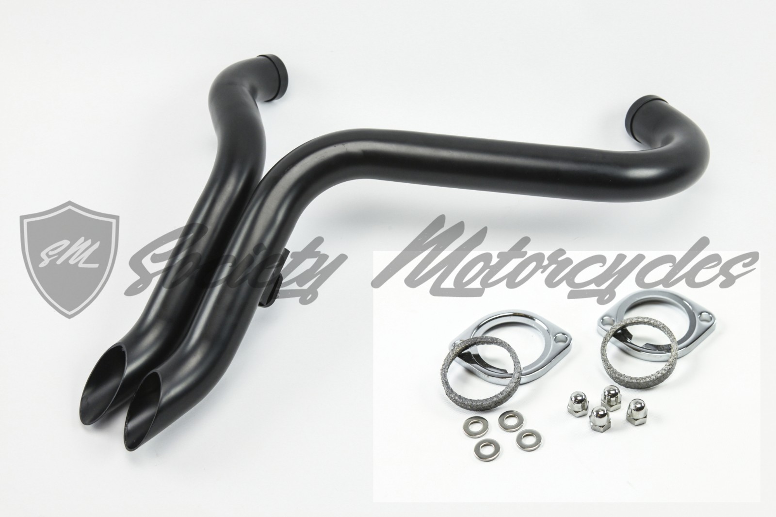 Harley Davidson 1.75″ 883 Black Drag Pipes LAF Gasket Flange Kit Softail Chopper