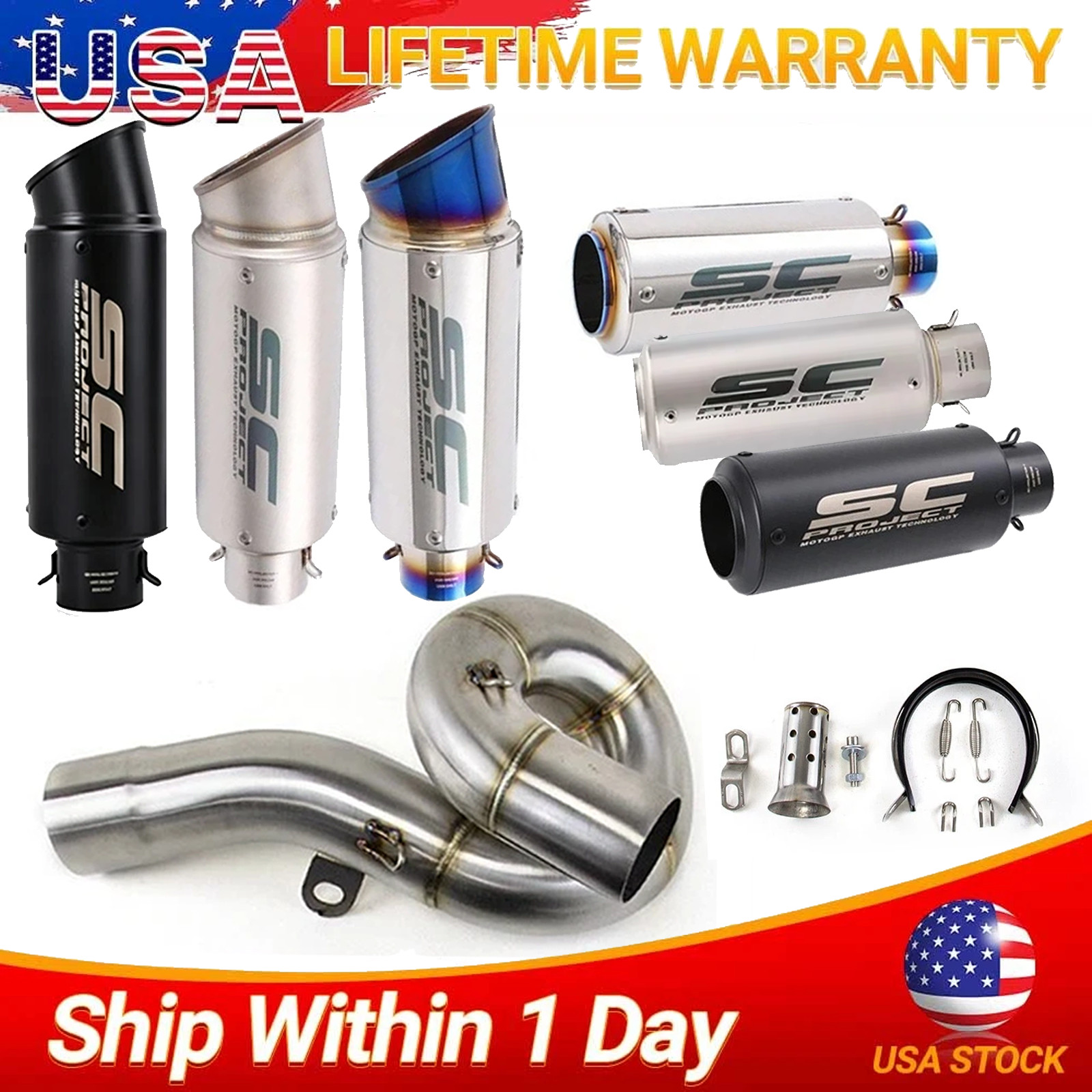 For 2009-2025 Kawasaki Ninja ZX6R ZX636 Exhaust Mid Link Pipe Muffler Tips