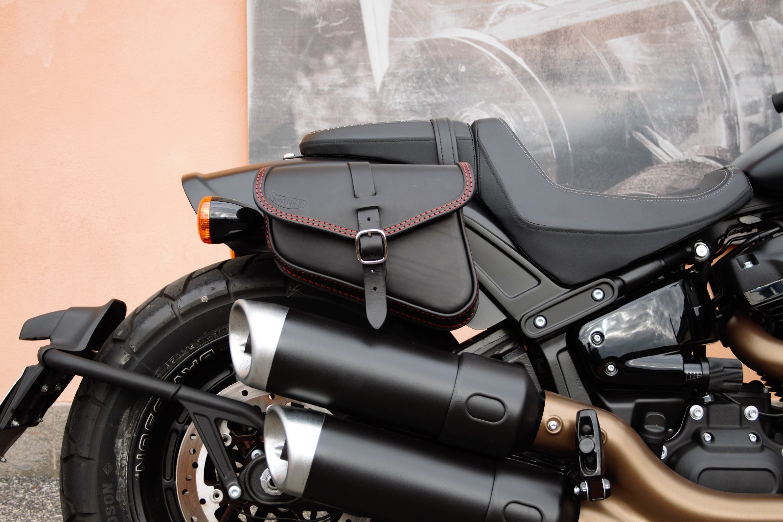 RIGHT&LEFT LEATHER SADDLEBAGS FOR HD SOFTAIL FAT BOB 2018-2023 SLIM, STREET BOB
