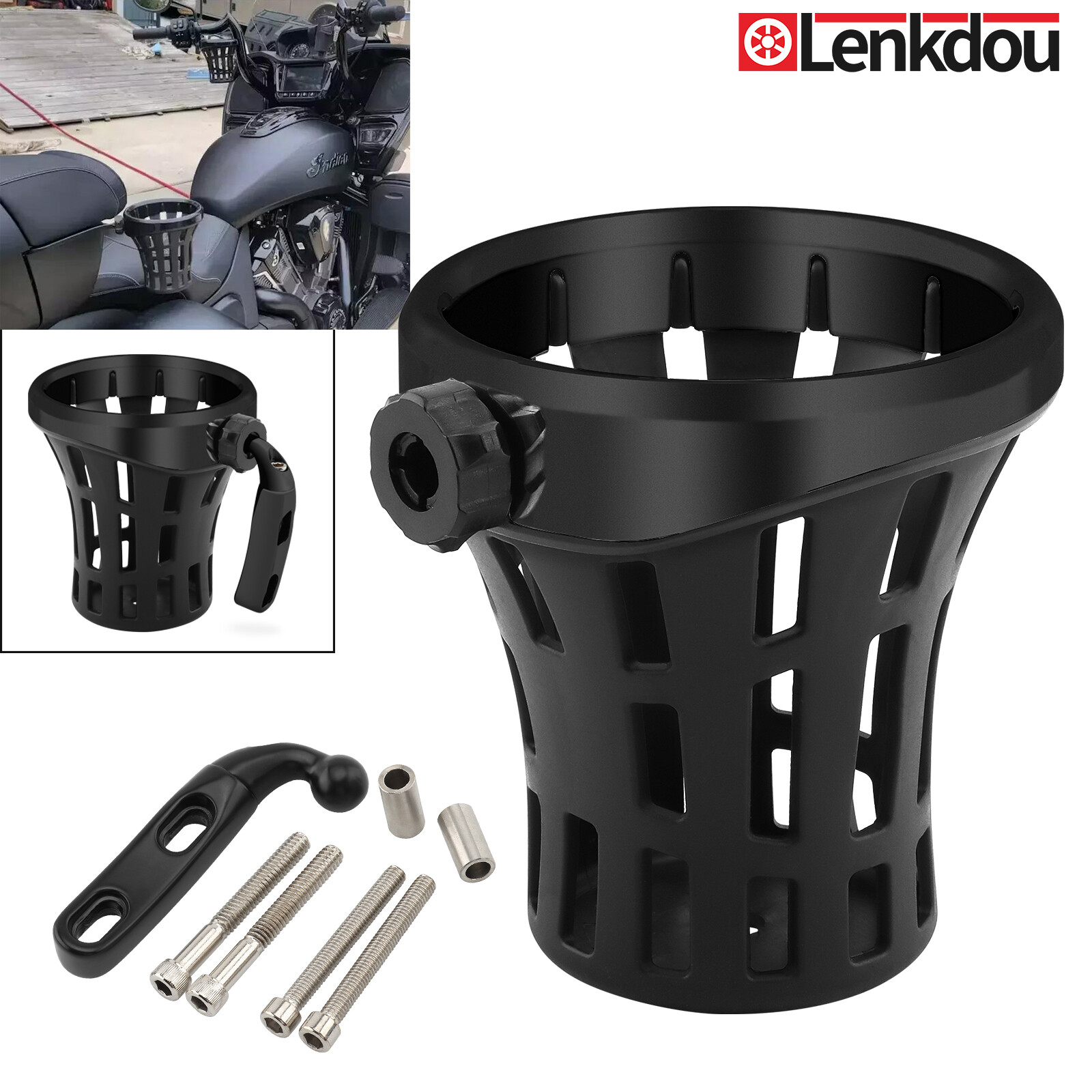 Black Handlebar Drink Cup Water Bottle Holder For Harley Electra Road Glide Bike