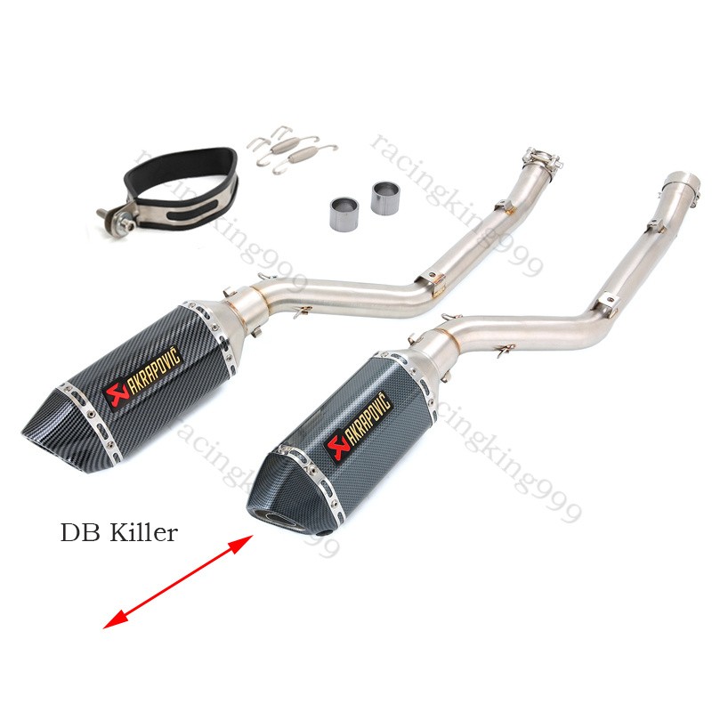 For Suzuki DRZ400 2000-2024 Exhaust Tube Mid Link Pipe Slip On Black Muffler Tip