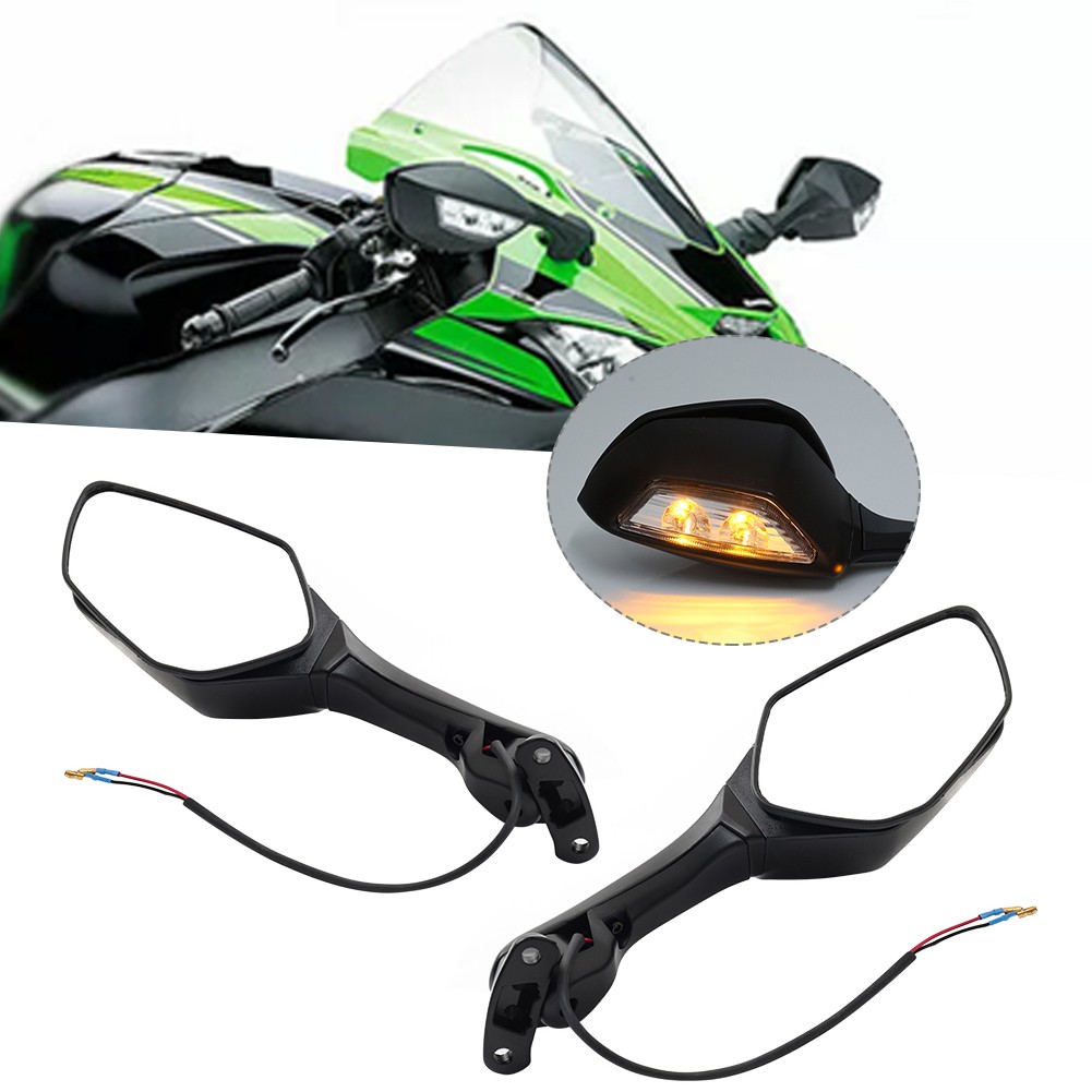 Rear View Mirrors w/ Turn Signals For Kawasaki Ninja ZX10R 2016-2022 2023
