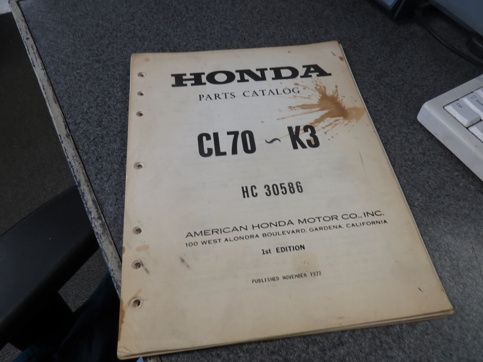 Honda Factory Parts Catalog CL70 K3 HC 30586