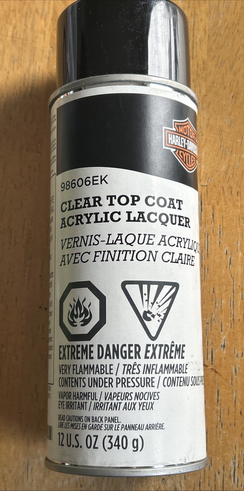 Harley-Davidson Clear Top Coat Acrylic Lacquer Spray Paint 12 Ounces 98606EK NEW